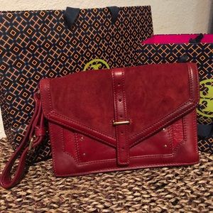 Must go! Tory Burch suede/leather clutch